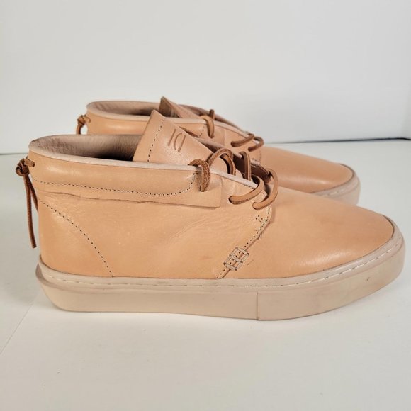 Clean Weather Vegan Raw Undyed Tan Leather Unisex Sneaker Women Size 9 1/2 - Picture 3 of 14